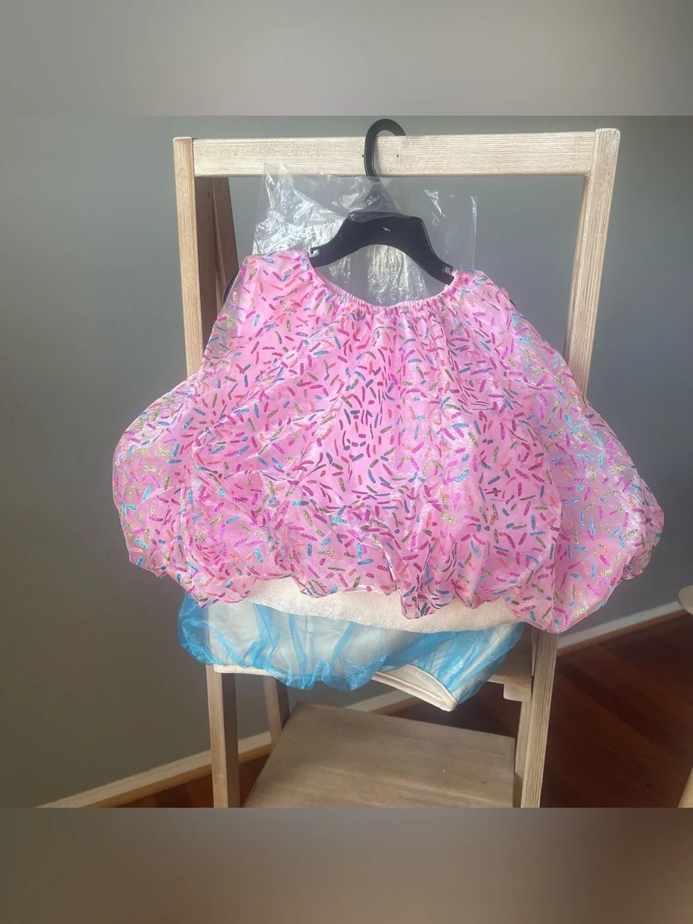 Toddler Cupcake Costume Pink Sprinkles Frosting Tunic Blue Tulle Cherry Headband